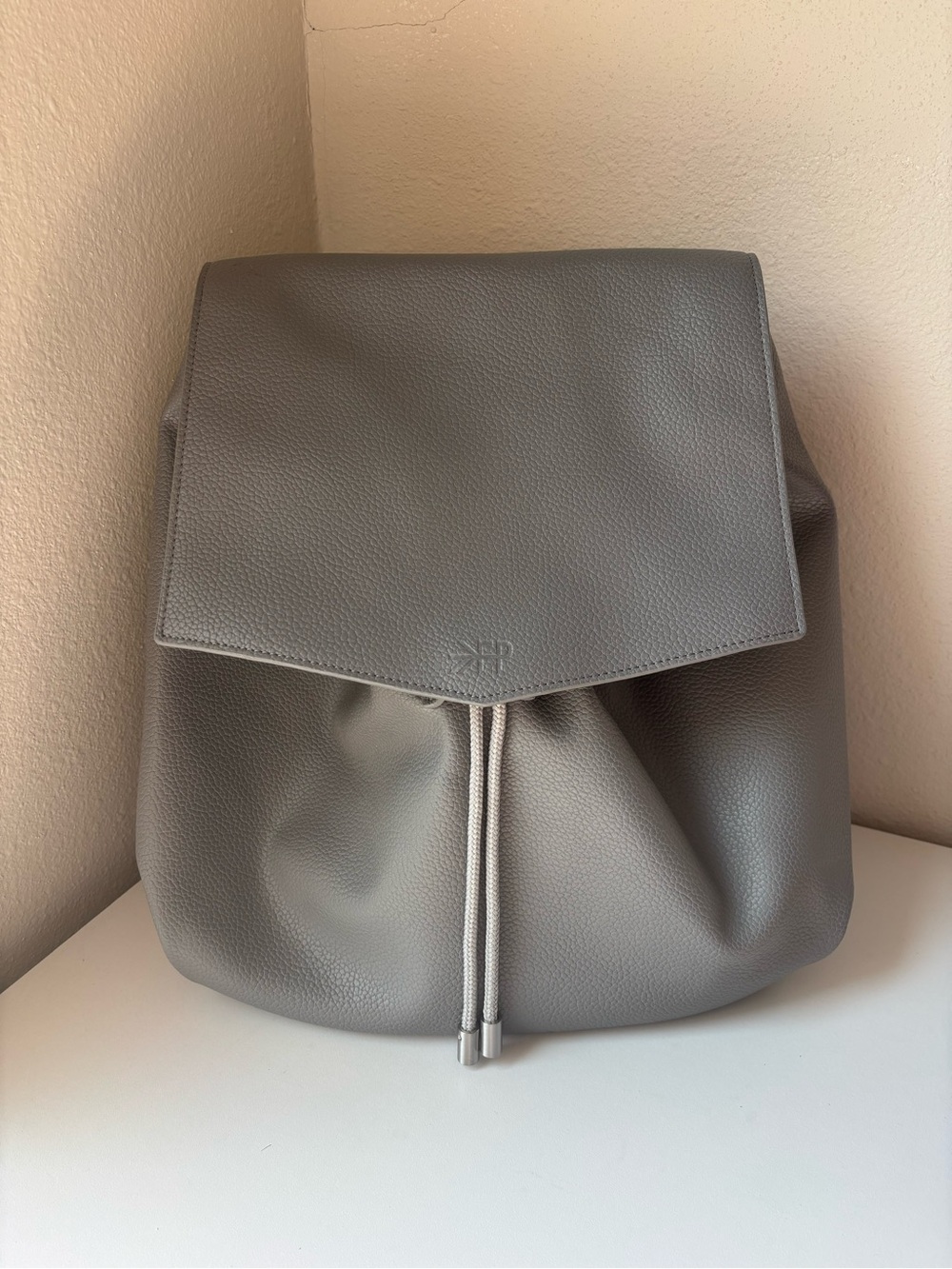 Freshly Picked Gray Pebble-Texture Drawcord Backpack Diaper Bag